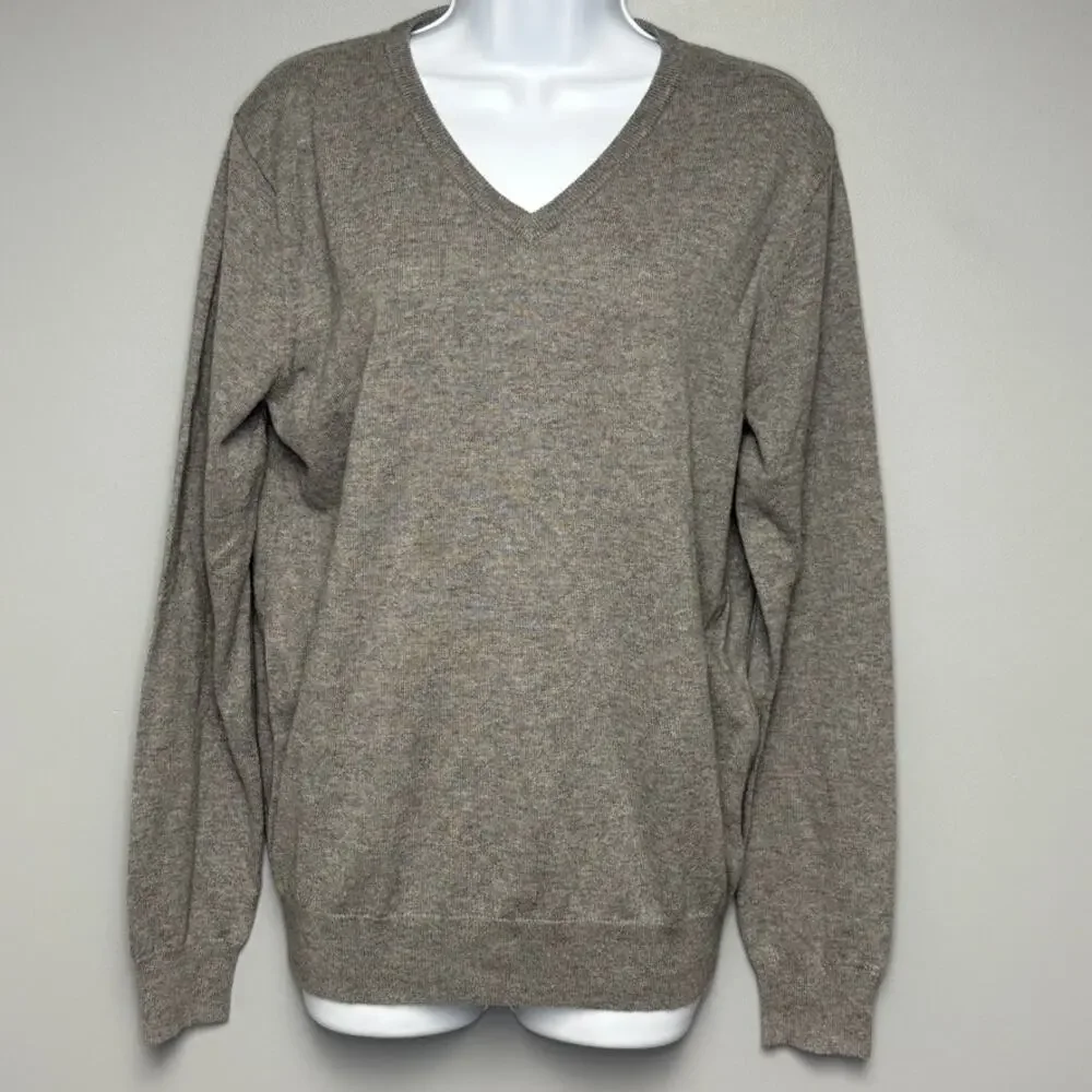 NWT J. Crew V-Neck Preppy Neutral Grey Cotton Wool Dad Grandpa Sweater Sz S